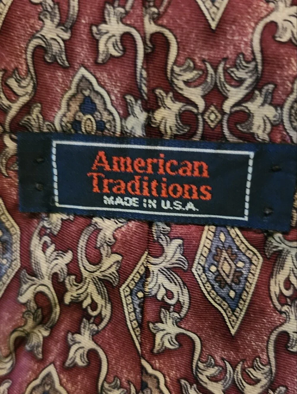 3pc Men’s 100% Silk Tie Lot American Traditions USA Burgundy Paisley Medallion